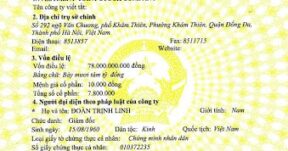 Bản dịch giấy chứng nhận đăng ký kinh doanh.